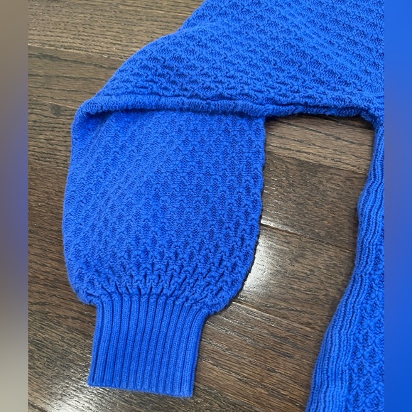 Loft Textured Raglan Crewneck Sweater, royal blue, size L - Picture 5 of 7